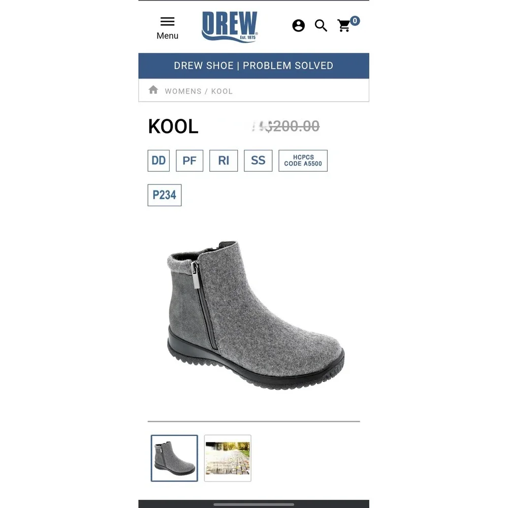 Drew Kool WomensGreySuede Flannel AnkleBootsOrthotic Friendly 19178-43 Size 8.5M